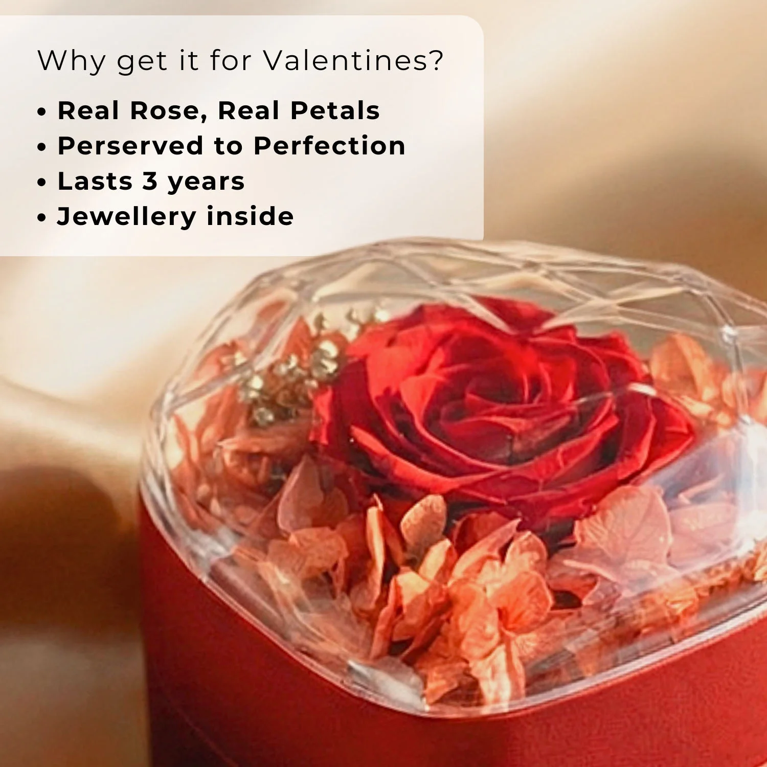 Valentine's Heart Shaped Preserved Rose Jewellery Box With Necklaces - Image 39