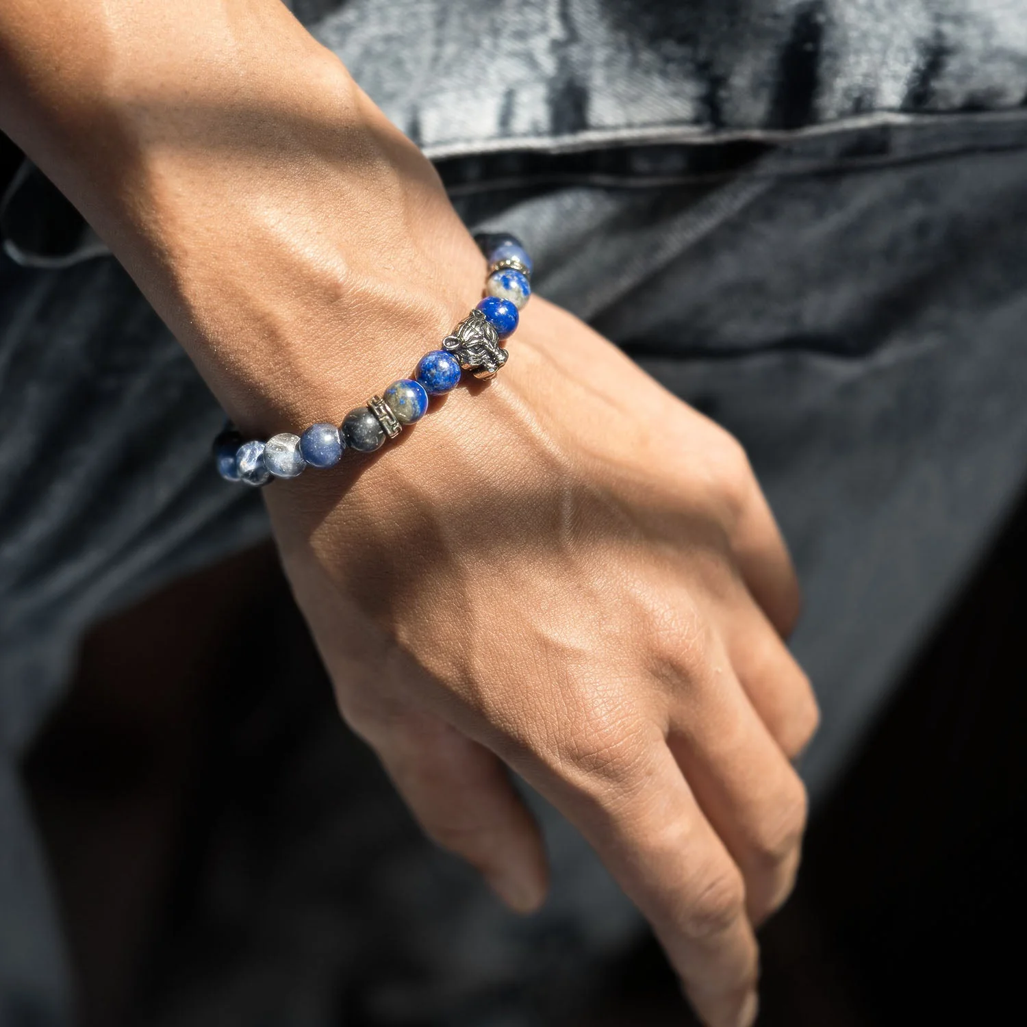 Wisdom Lapis Lazuli Natural Stone Panther Bracelet With Magsnap 4 - Image 3